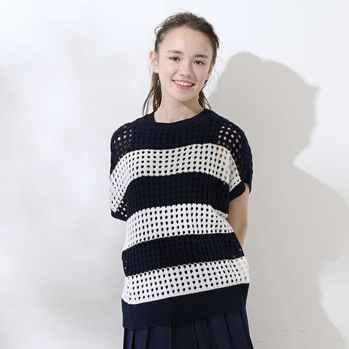 [AMI] Mesh Striped Knit + Inner Wear Set with Cups,Black, medium image number 20