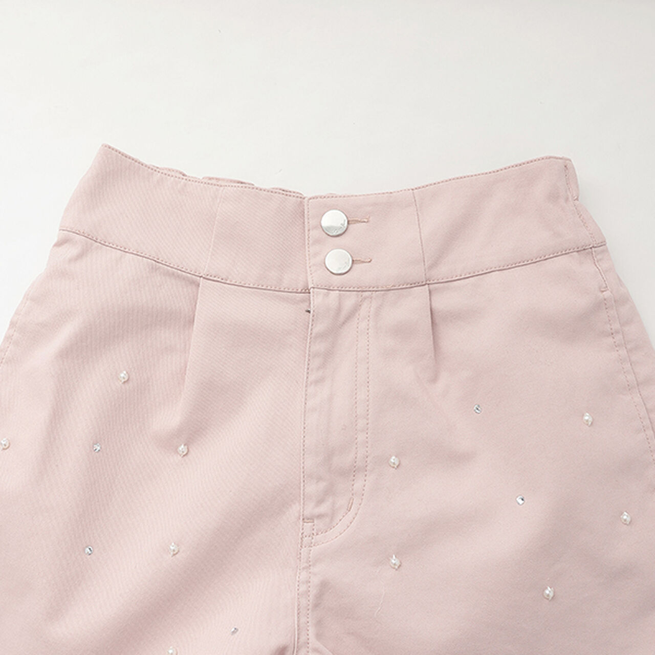 High-Waisted Shorts with Pearls & Rhinestones,Purple, large image number 3