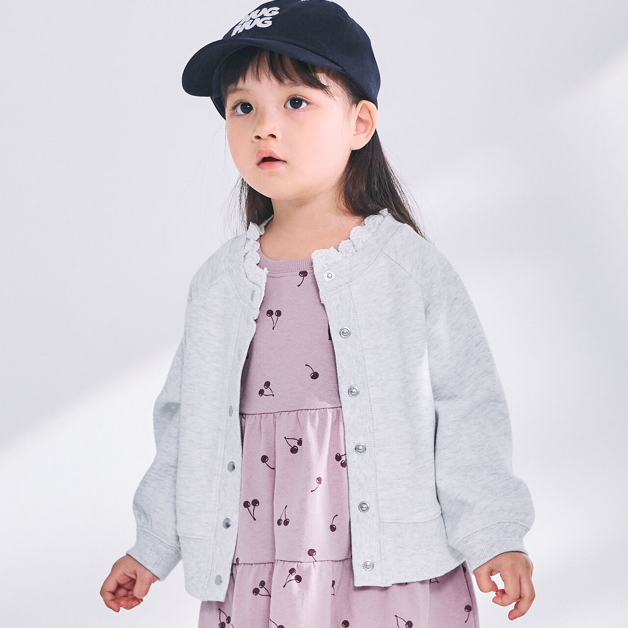 Link Lace Collar 2WAY Cut Cardigan,Top gray, large image number 0