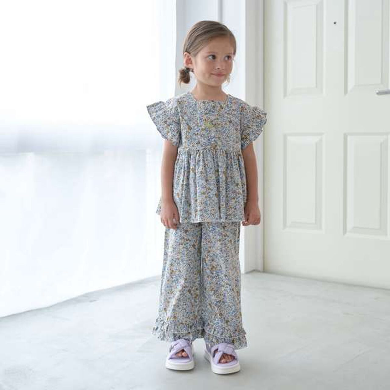 Peplum Blouse & Hem Frill Pants Outfit Set,Mocha tea, large image number 23