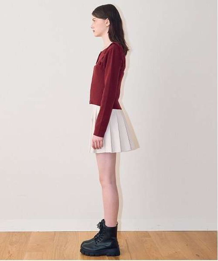 Faux Leather Pleated Skirt,Ivory, medium image number 16