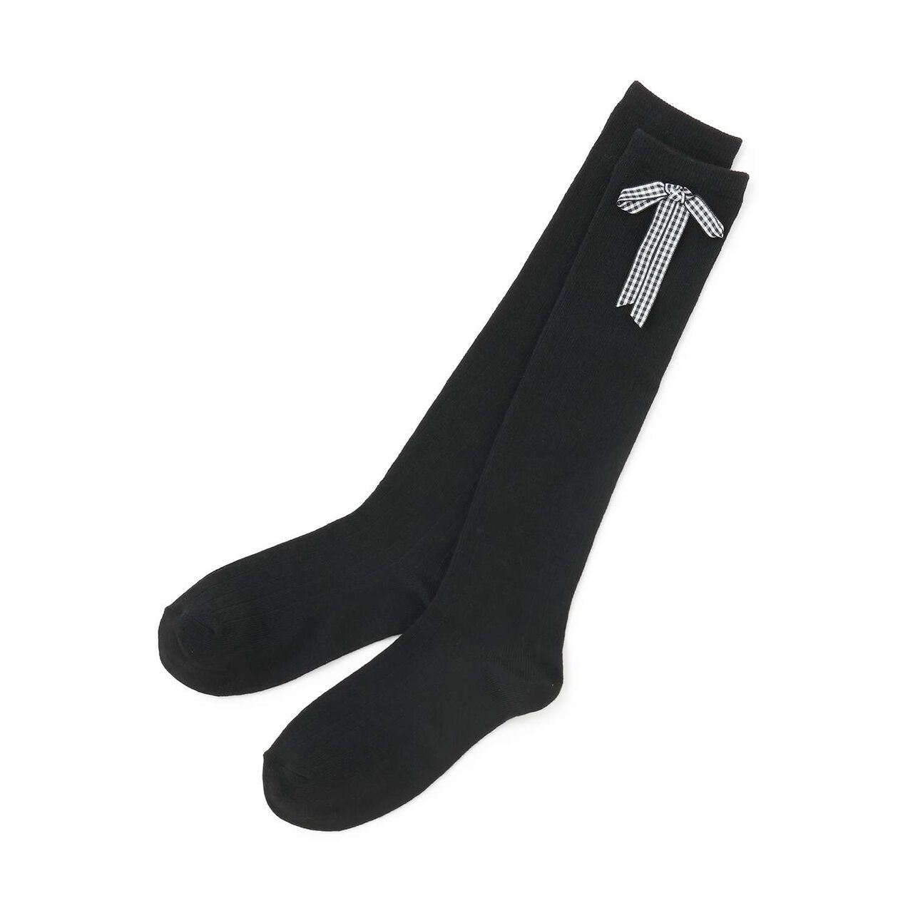 Ribbon Knee-High Socks,Black, large image number 0