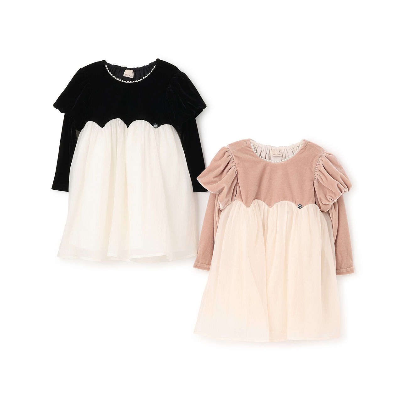 Puff Sleeve Chiffon One-Piece Dress,Black, large image number 8