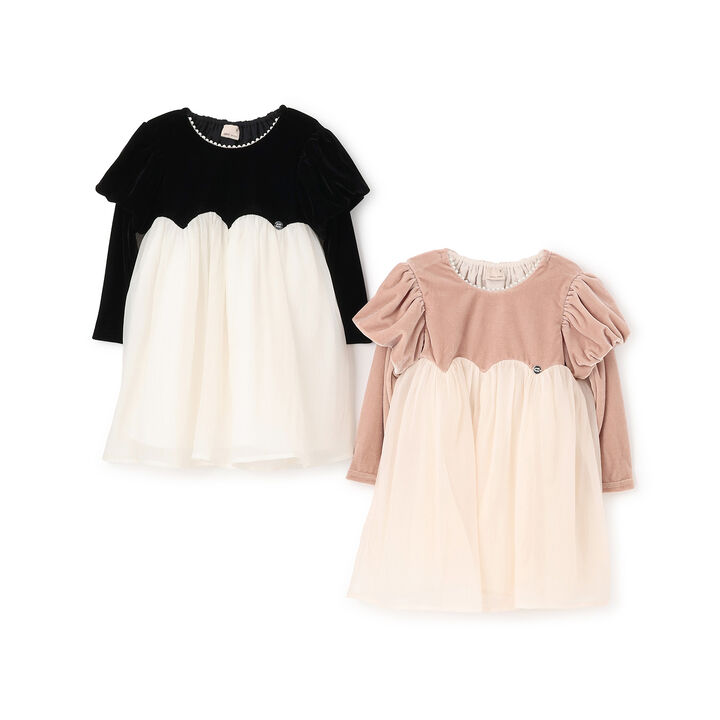 Puff Sleeve Chiffon One-Piece Dress,Black, medium image number 8