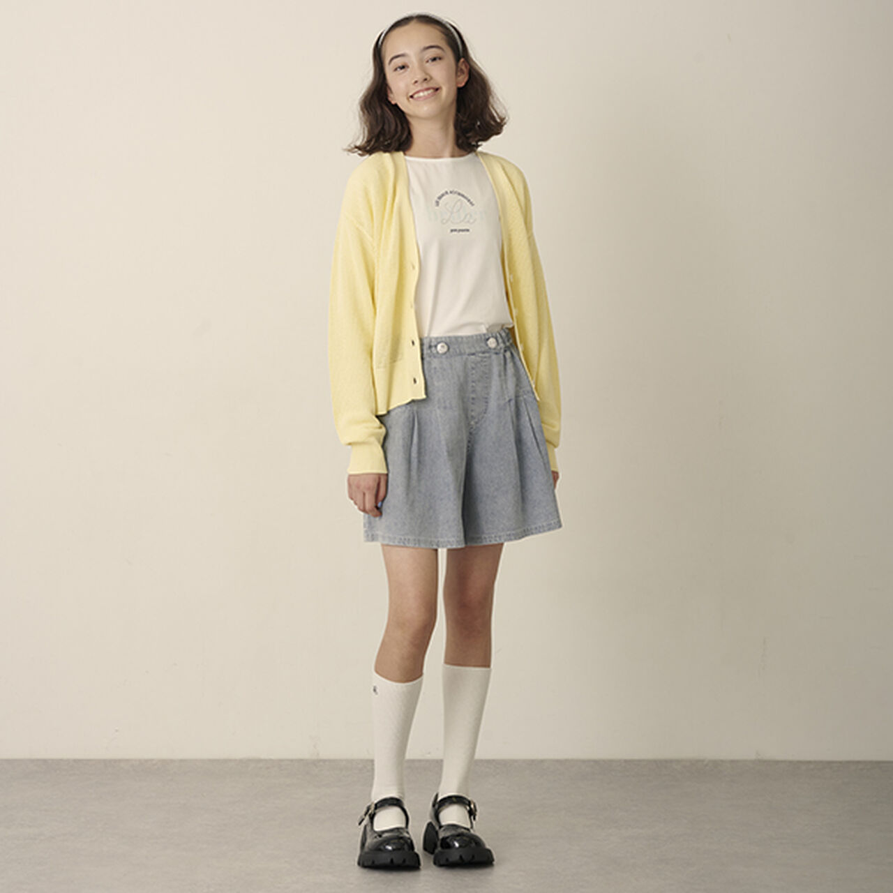 Mesh Knit Cardigan and Long Sleeve T-Shirt Set,Cream, large image number 10