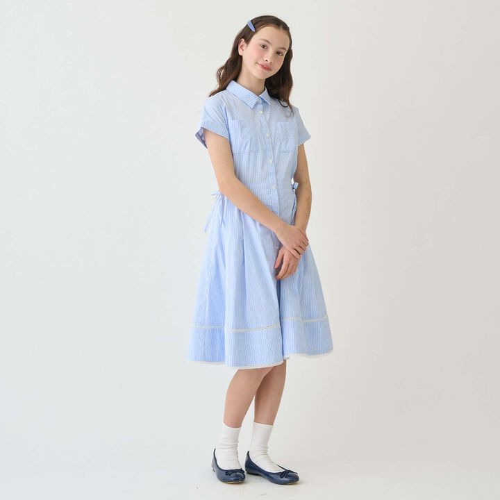 [130cm] Side Ribbon Shirt Dress,Navy, medium image number 15