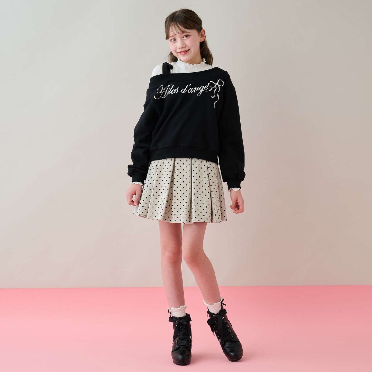 Frill Ribbon Socks,Black, large image number 5