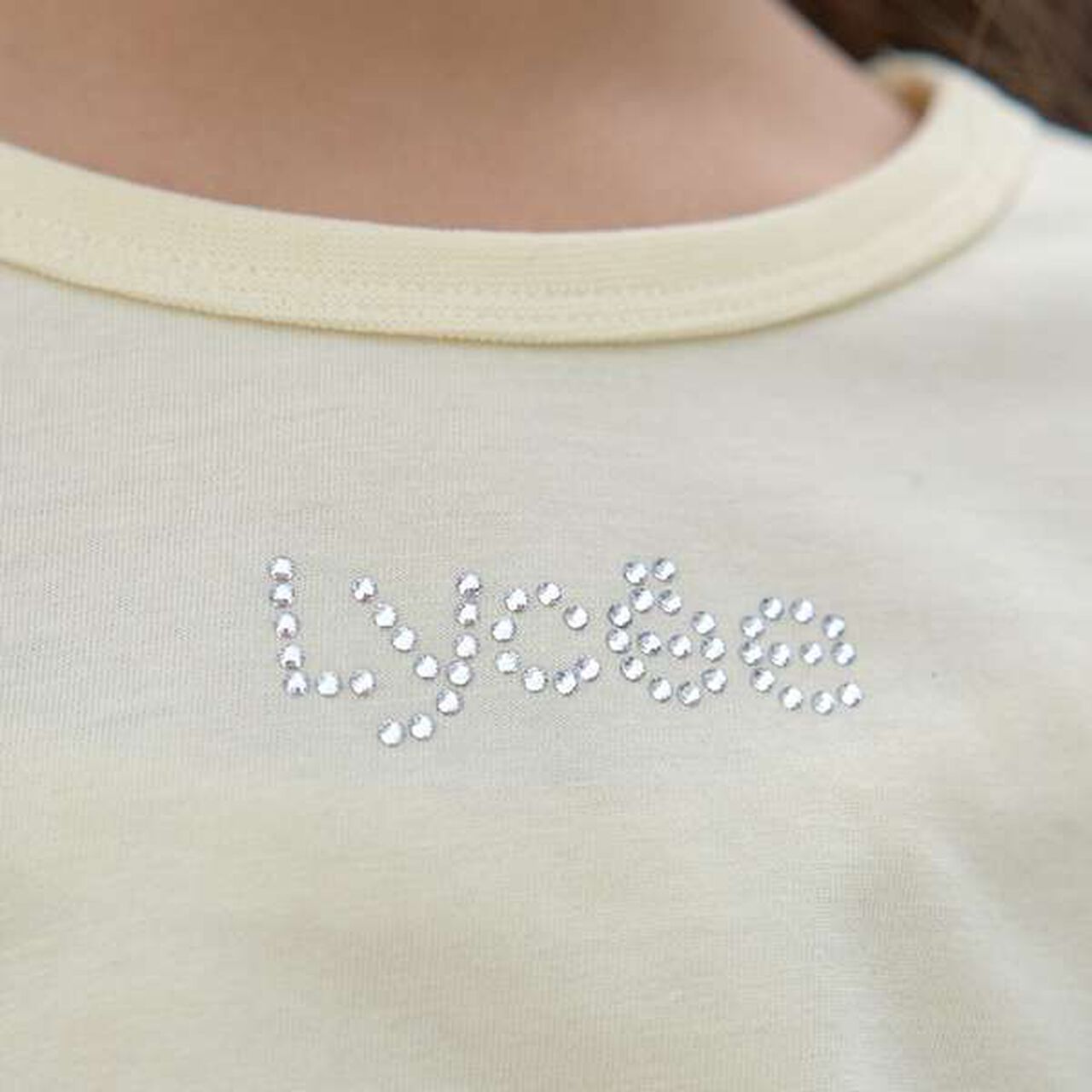 Soft Cotton Assorted Line Stone Motif Puff A-Line T-Shirt,Cream, large image number 4