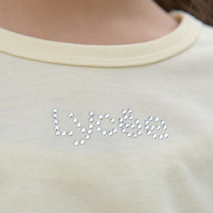 Soft Cotton Assorted Line Stone Motif Puff A-Line T-Shirt,Cream, medium image number 4