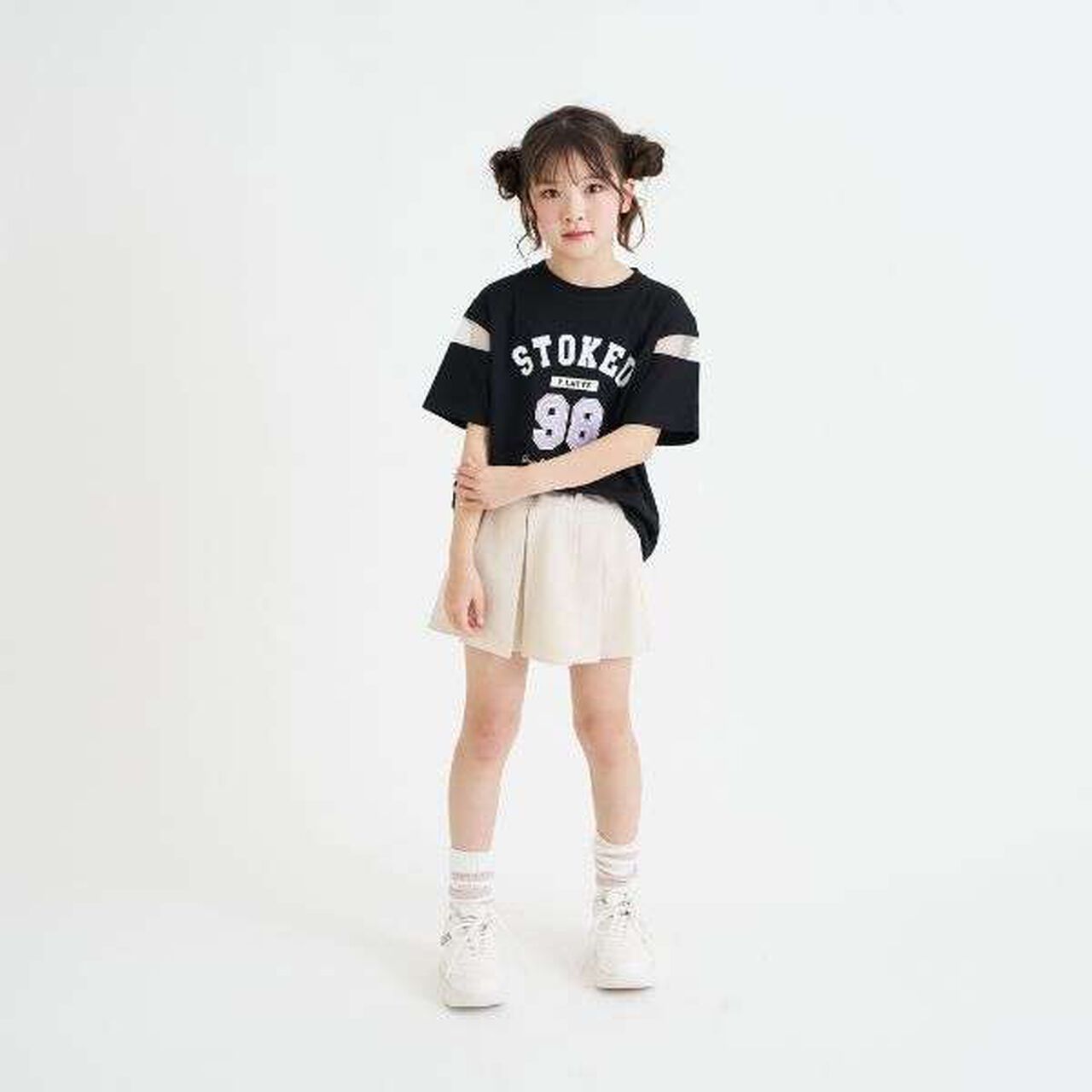 Tulle Sleeve Color Block Numbered Short Sleeve T-Shirt,Emerald green, large image number 18