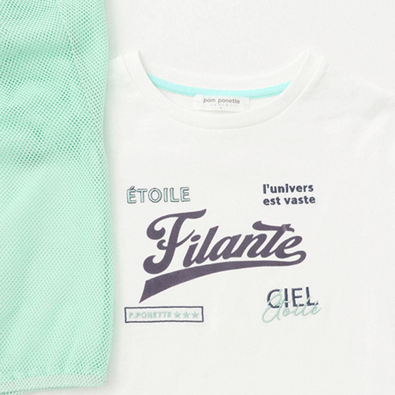 Mesh Short-Sleeve Logo Parka T-Shirt Set,Off white, large image number 18