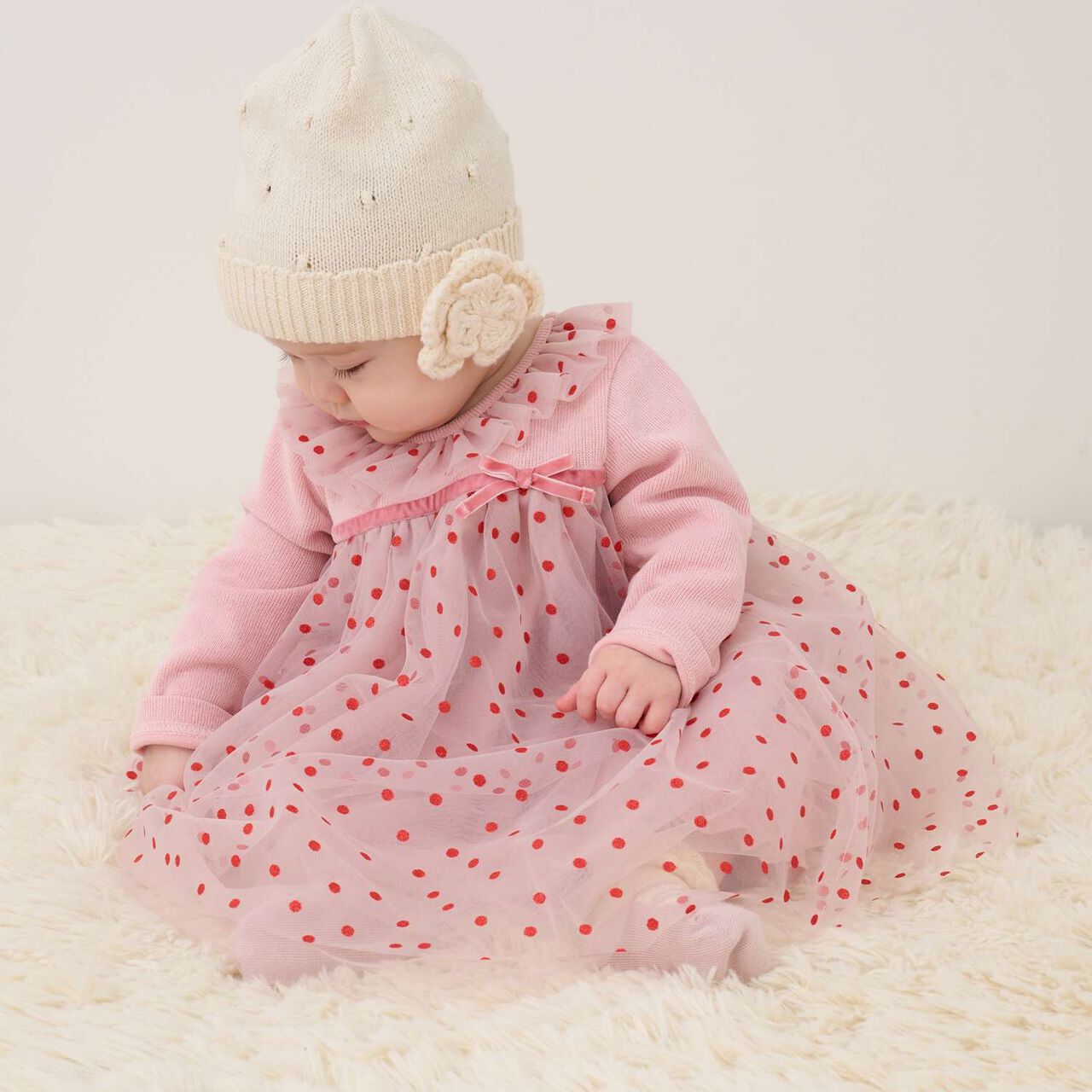 Sparkling Dot Baby Suit,Pearl white, large image number 13