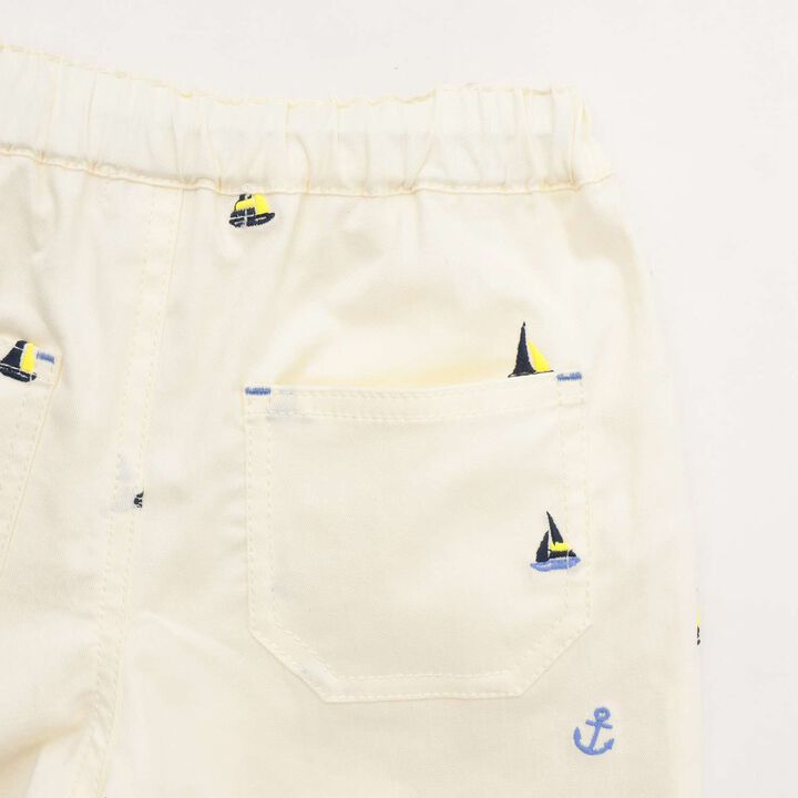 Yacht Embroidery Half Pants,Pearl white, medium image number 8