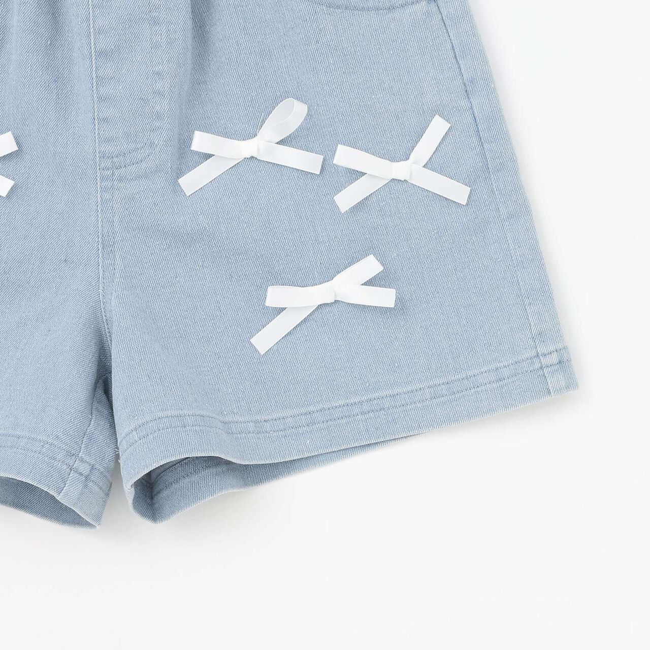 Ribbon Denim Shorts,Gray, large image number 5