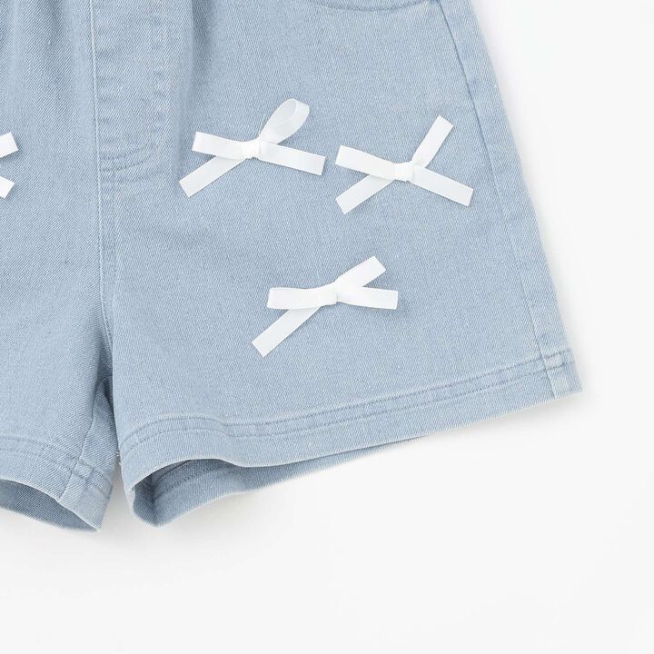Ribbon Denim Shorts,Gray, medium image number 5