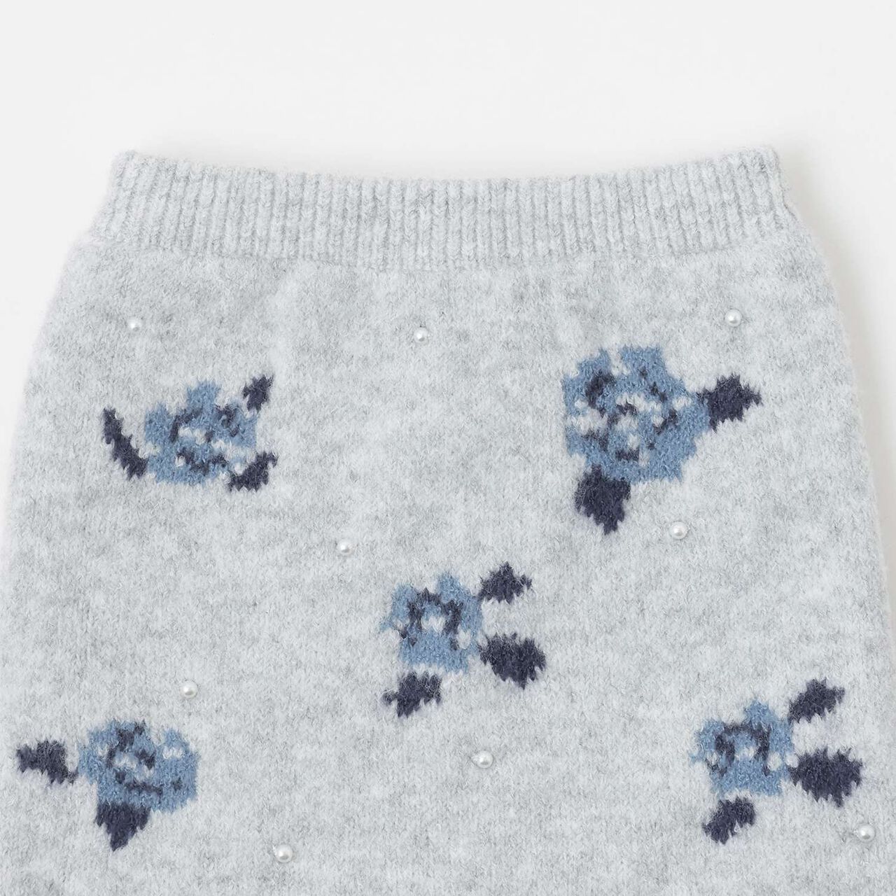 Fluffy and Soft/Matching Flower Pearl Knit Skirt <Set Up Compatible>,Top gray, large image number 4