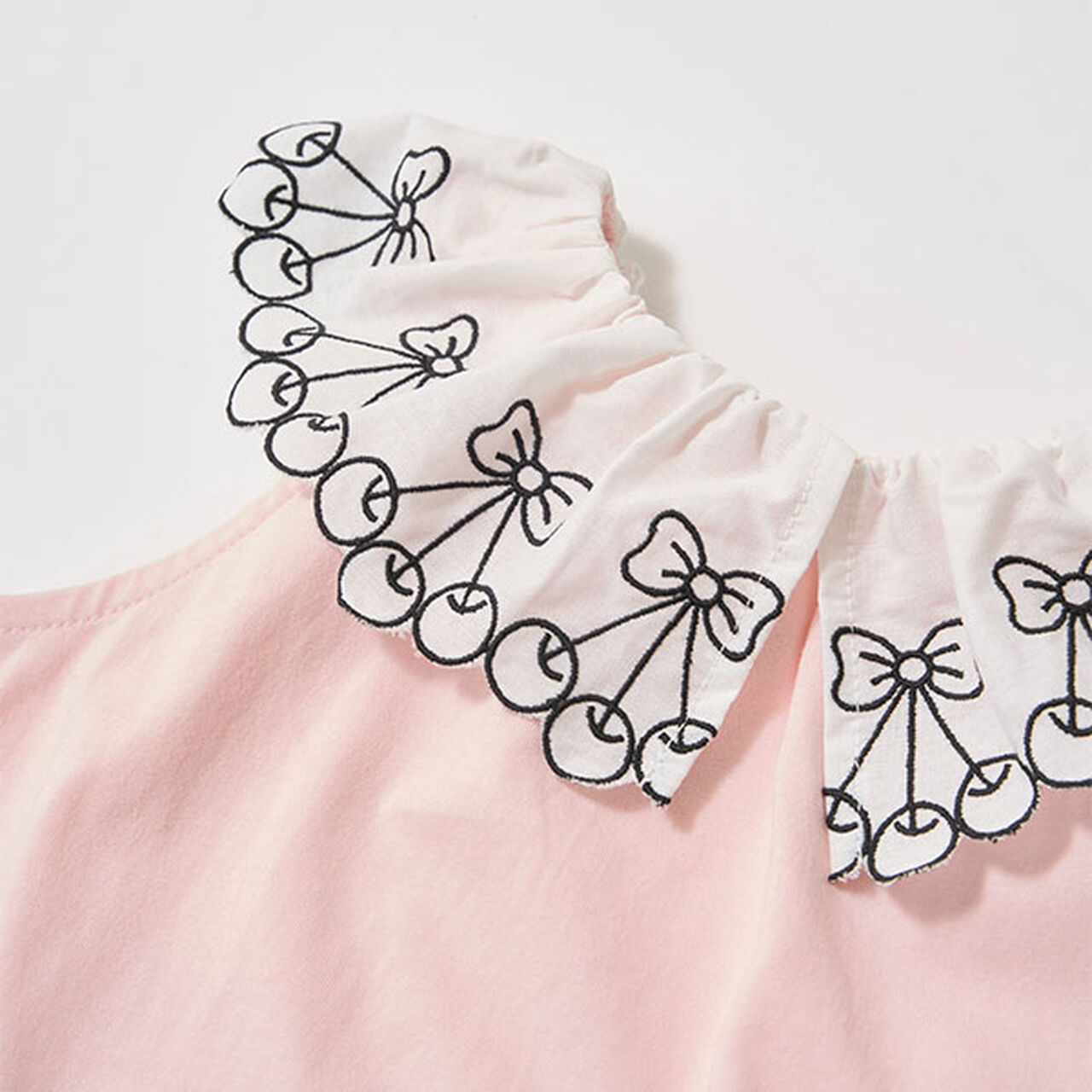 [Soft Cotton] Cherry Lace Collar Top,Light orange, large image number 13