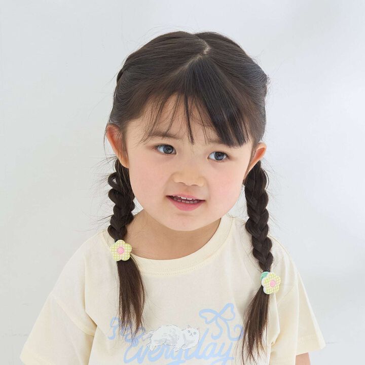 Checkered Flower Hair Ties (Set of 2),Pink, medium image number 9