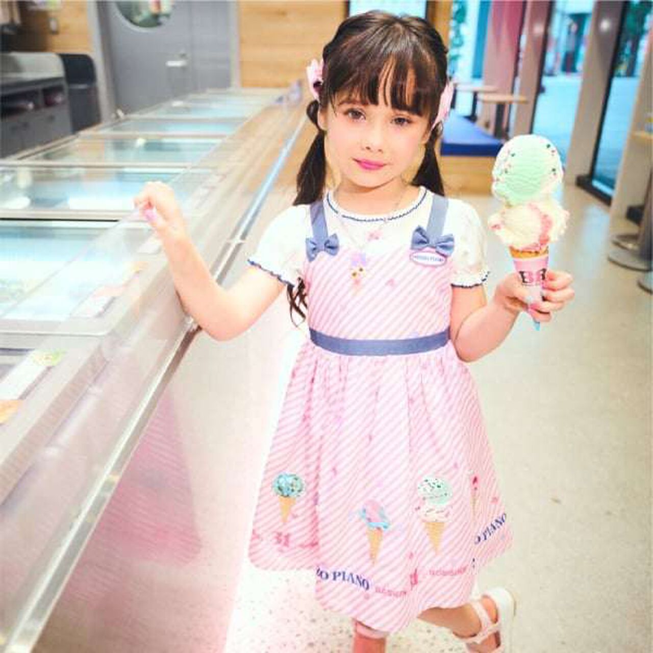 [31 Ice Cream] Docking One-Piece Dress,Red, large image number 2