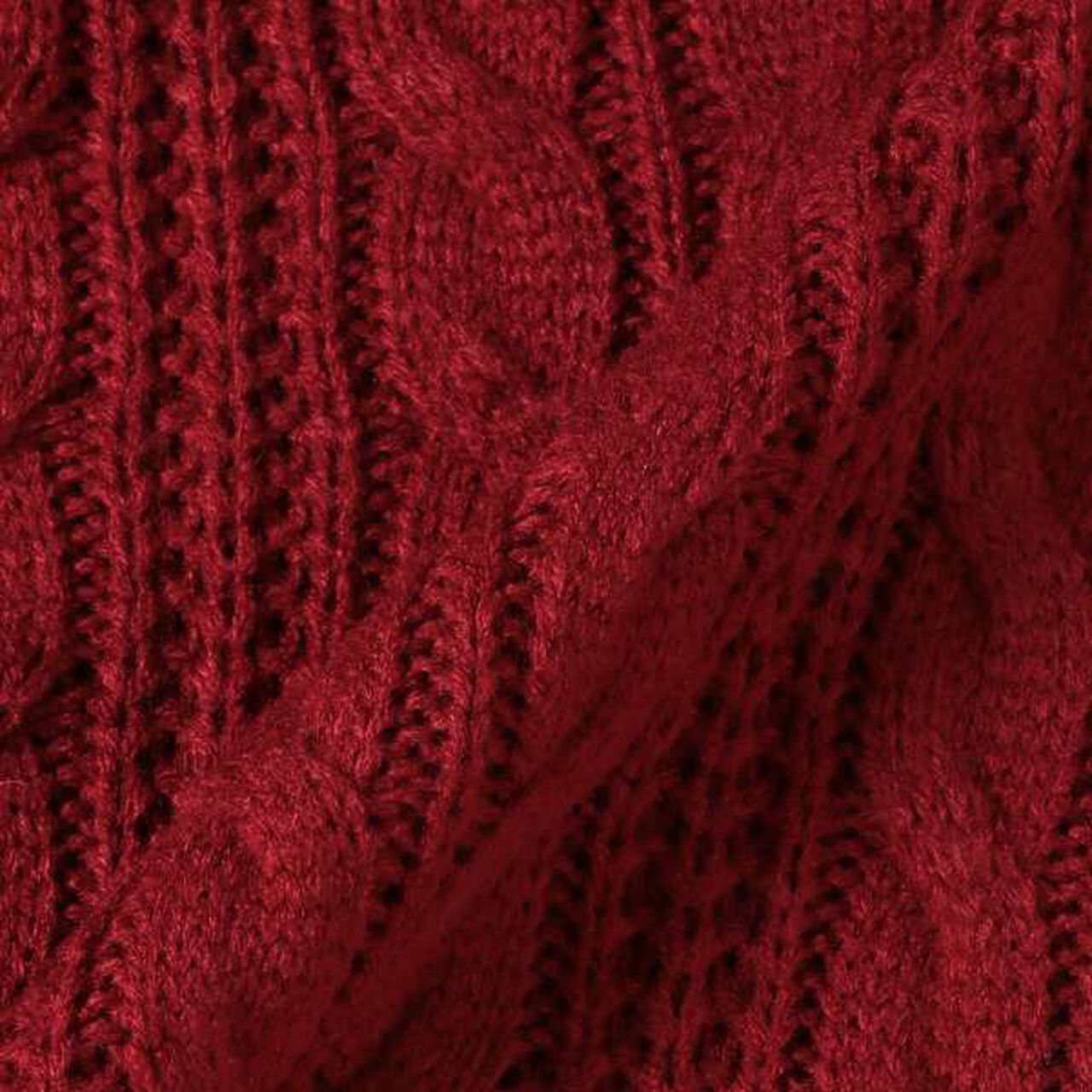 Washable Cable Knit Zip Cardigan,Wine red, large image number 4