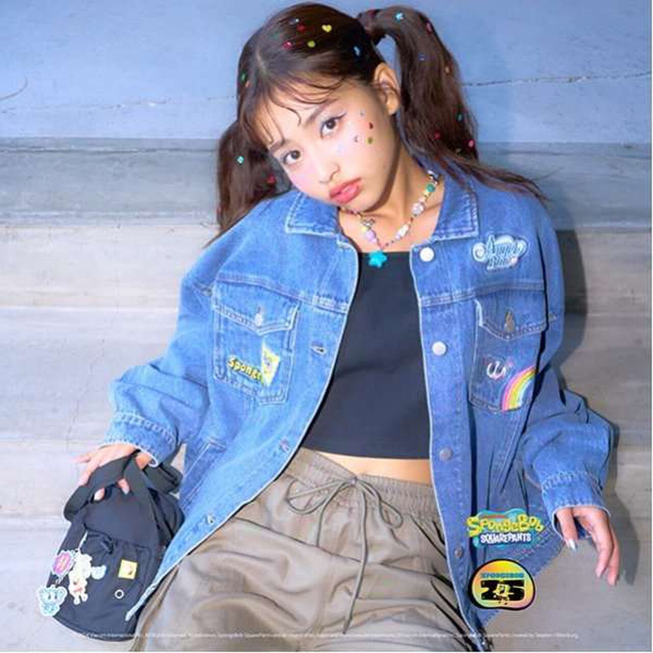 SpongeBob x Angel Blue Denim Jacket,Blue, large image number 0