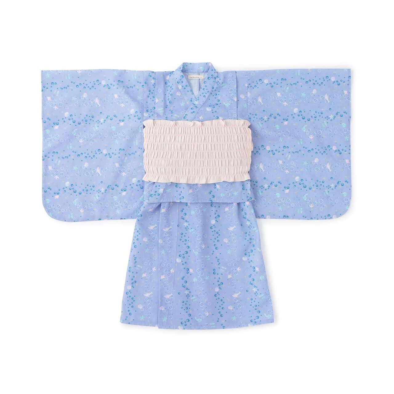 [Easy Wear♪] Cool Touch 4-Way Separate Yukata with Obi Belt (Kawaii) [Kids Girls],Dark red, large image number 3