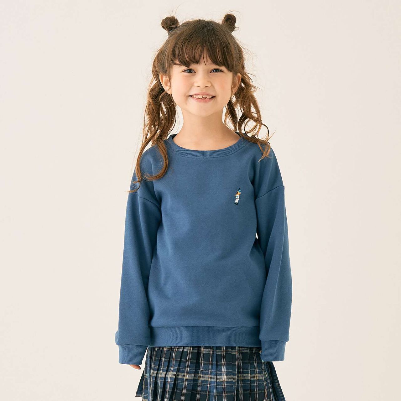 Bear Embroidery Fleece Sweatshirt,Blue, large image number 0