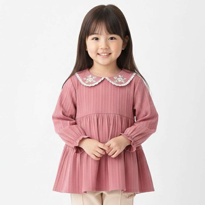 Cherry Blossom Embroidered Frill Collar Cut Blouse,, medium