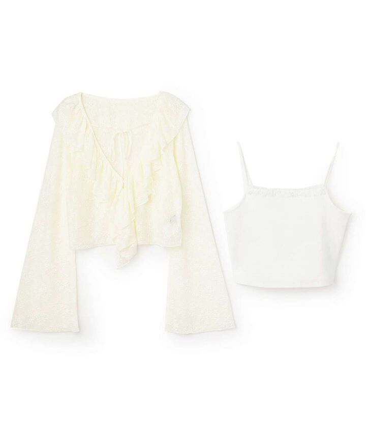 Frill Bolero Camisole Set [Korean Fashion],Light blue, medium image number 7