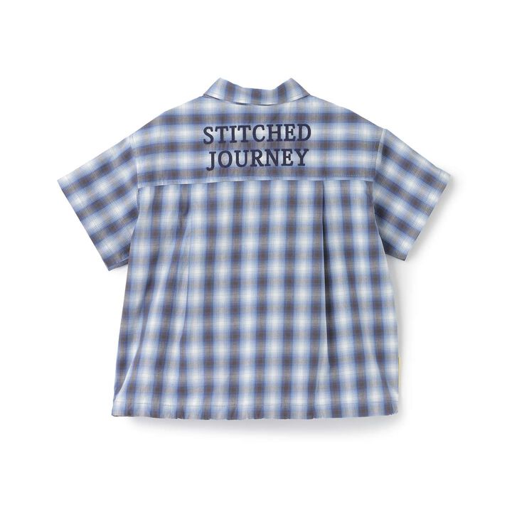 Ombre Checkered Short-Sleeve Shirt,Khaki, medium image number 1