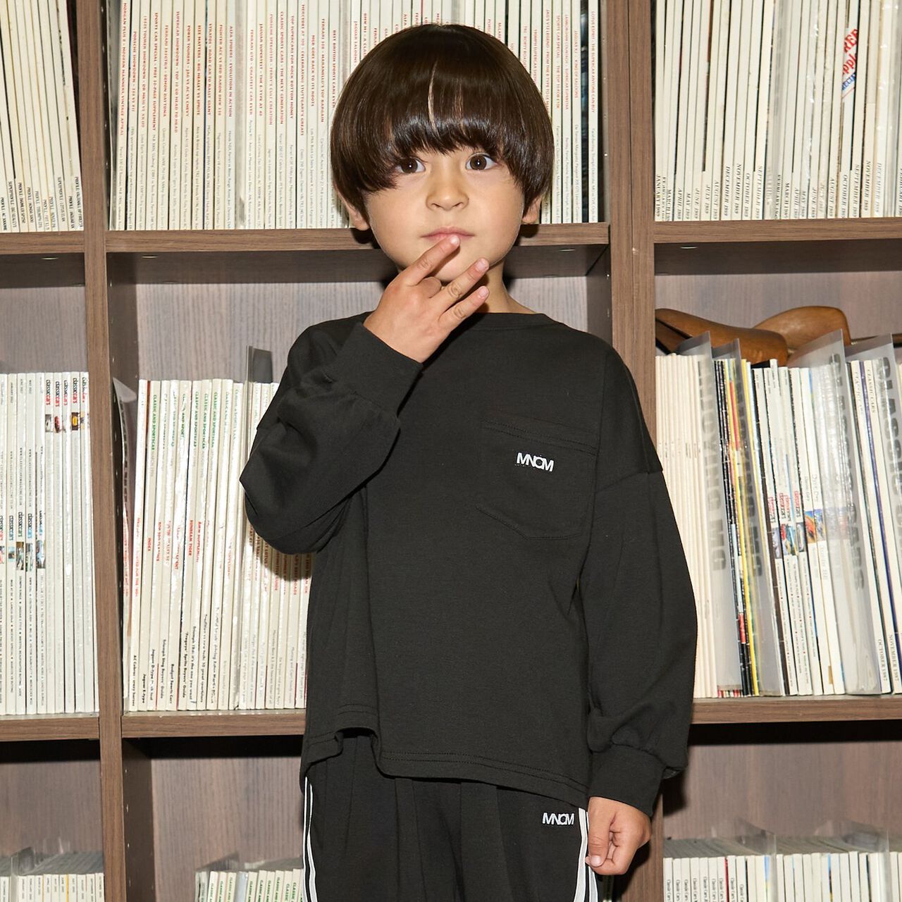 [MNCM] [Coordinatable Setup] Comfortable Jersey Fabric Pocket Big T-Shirt,Black, large image number 31