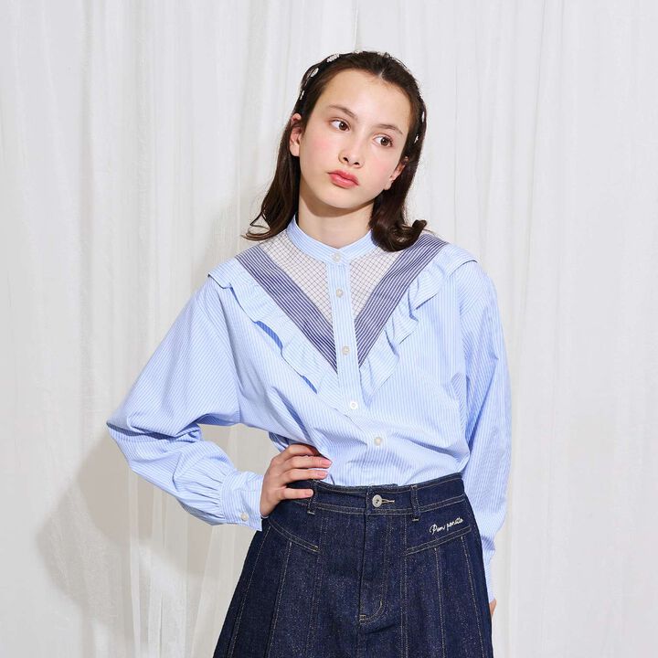 [AMI] Crazy Stand-Collar Blouse,, medium