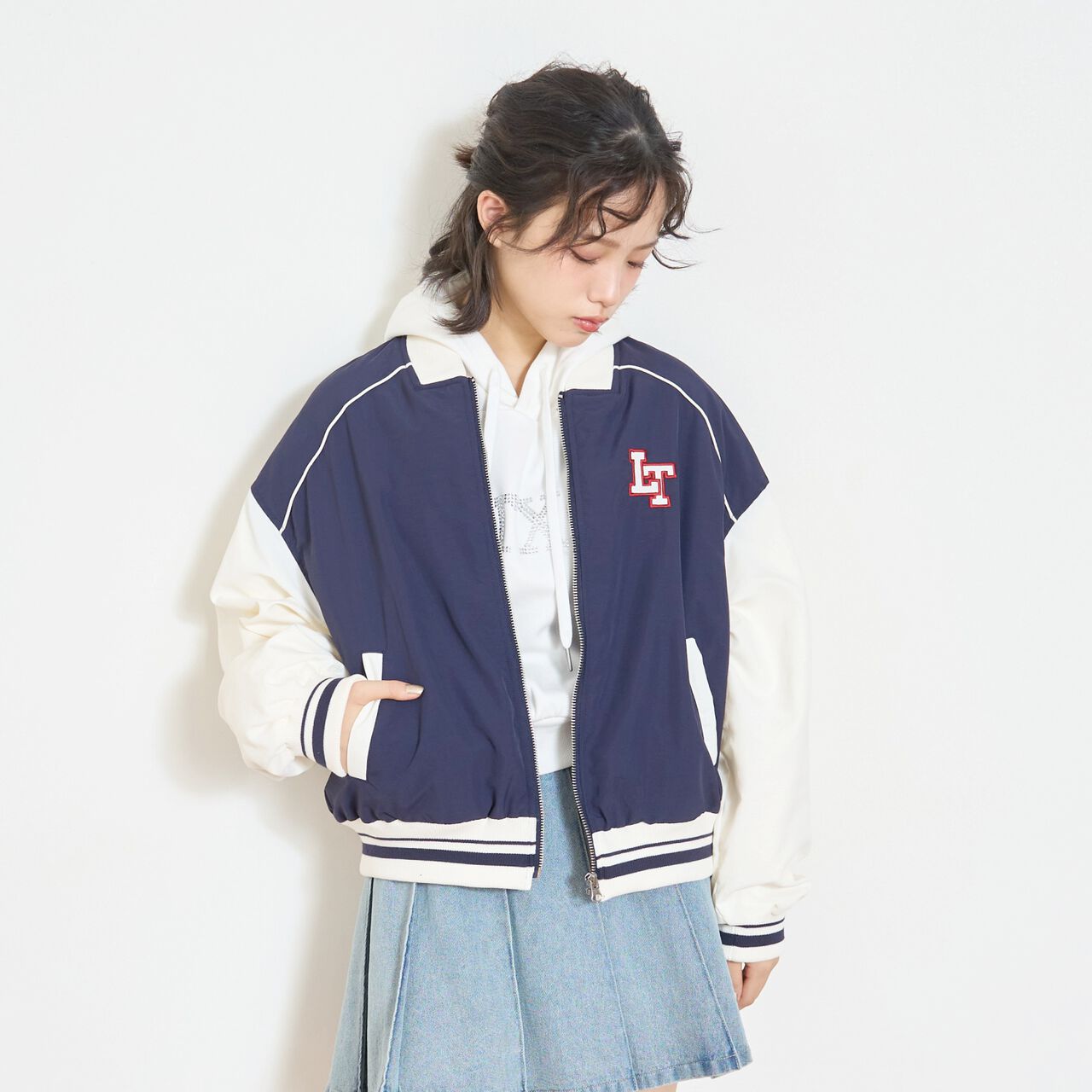 LTXC Water-Repellent Padded Varsity Jacket,Gray, large image number 1