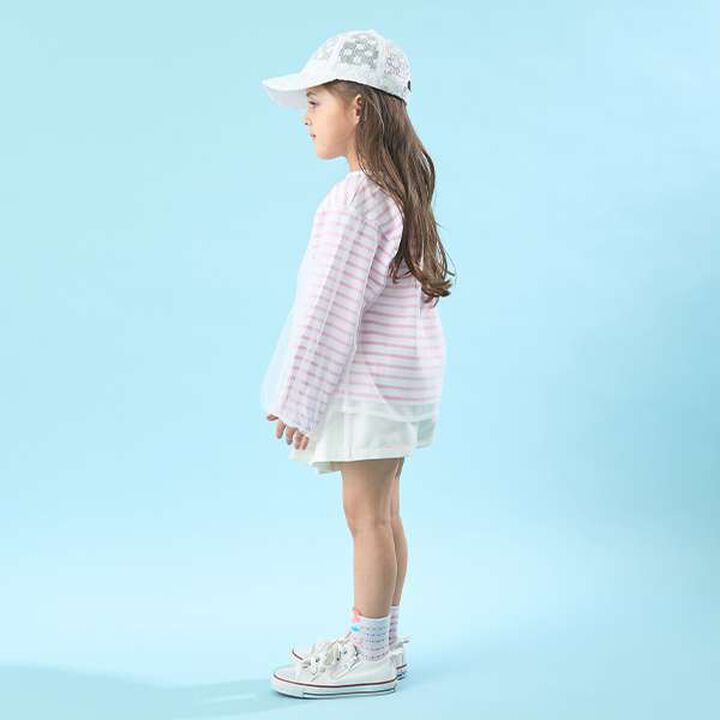 Soft Cotton Tulle Layered Stripe Boat Neck T-Shirt,Blue, medium image number 5