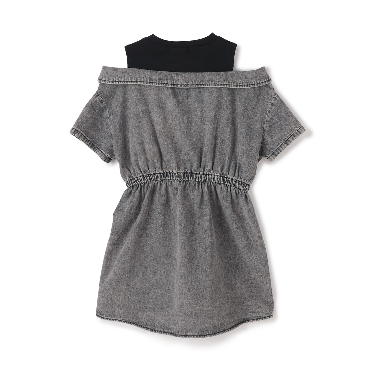 Shoulder Cutout Denim Shirt Dress,Gray, large image number 1