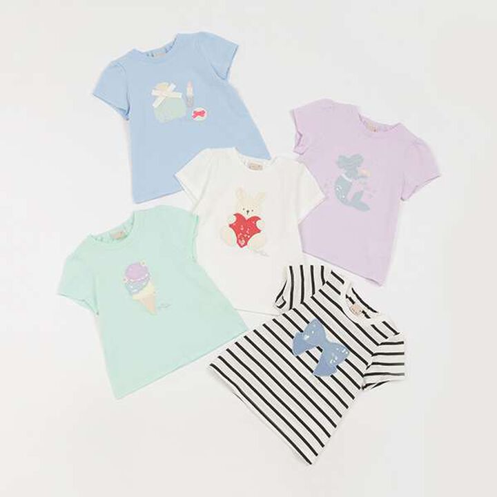 Anti-Stain Sparkling Motif T-Shirt (Kids),Light blue, medium image number 4