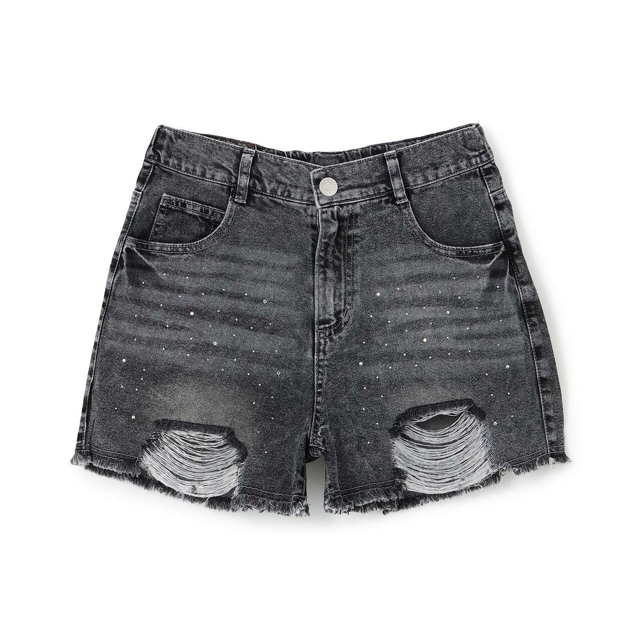 [LTXC / Cool Touch] Sparkling Distressed Denim Shorts,Blue, large image number 6