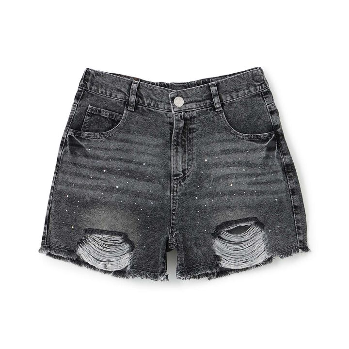 [LTXC / Cool Touch] Sparkling Distressed Denim Shorts,Blue, medium image number 6