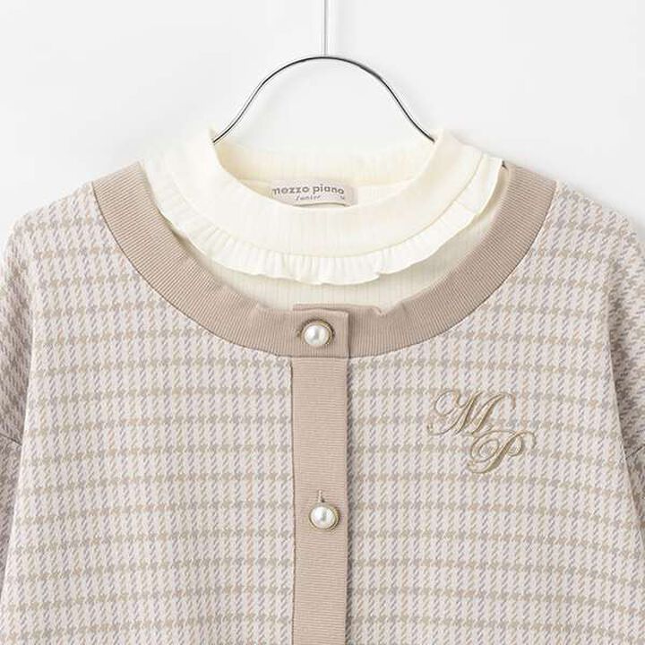 Houndstooth Layered Sweatshirt,Beige, medium image number 2