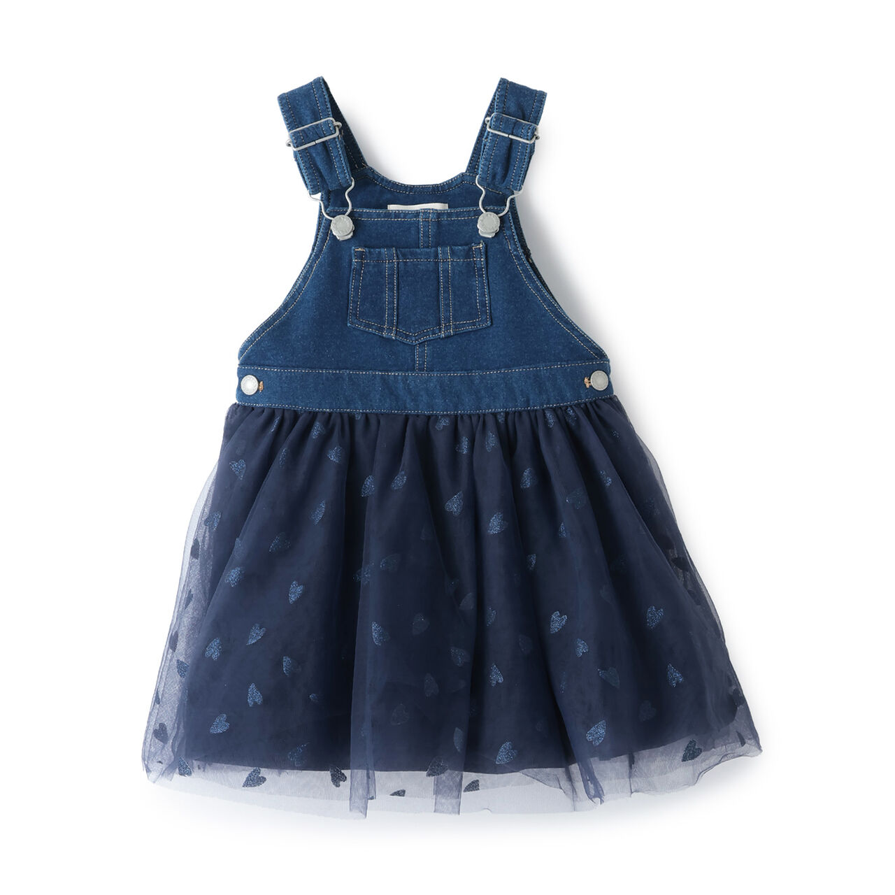 Knit Denim Jumper Skirt,Navy, large image number 0