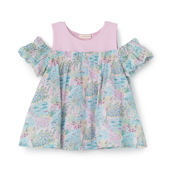 [Parent-Child Matching] Cape Vista Off-Shoulder Tunic,Pink, medium