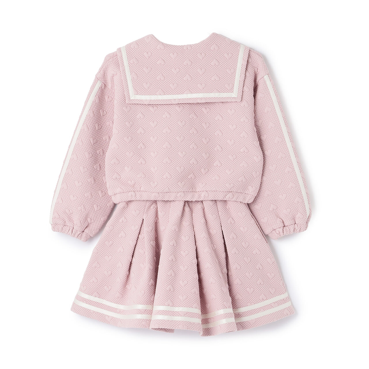 Cut Jacquard Half-Zip Sailor Outfit Set,Pink, large image number 1