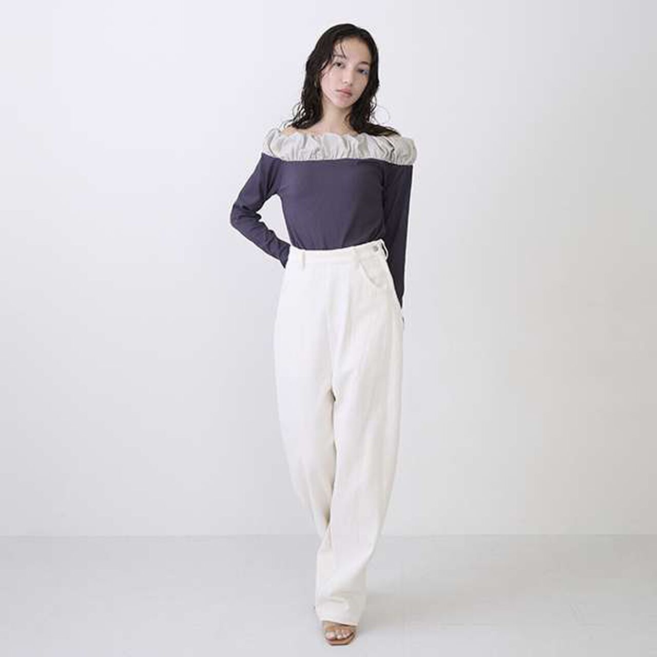 [LADIES] Balloon Collar Long Sleeve T-Shirt,Charcoal gray, large image number 10