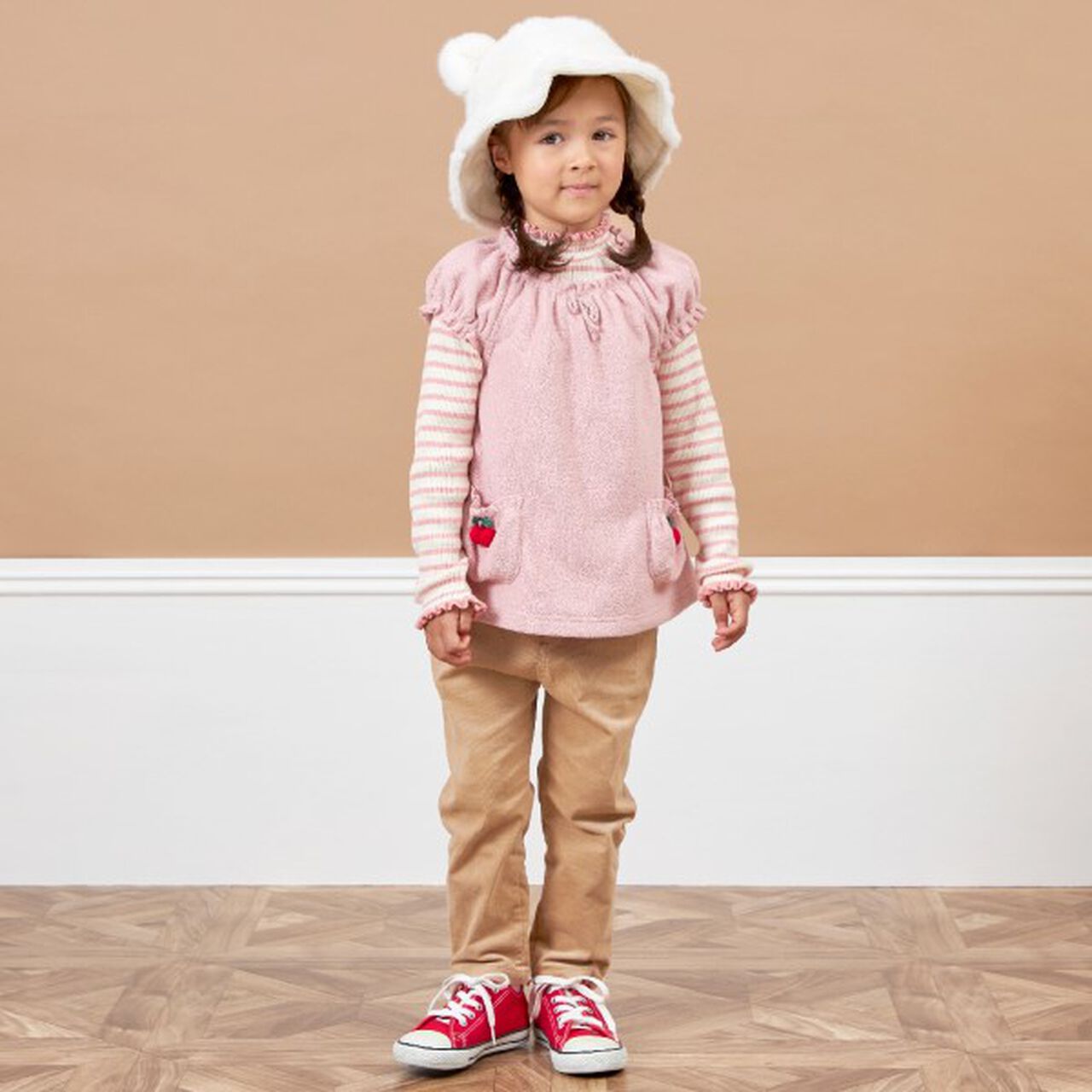 KP Cherry Motif Boucle Vest [80-120],Off white, large image number 5