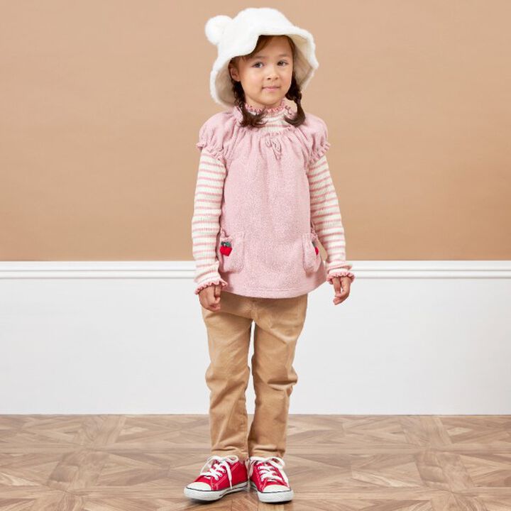 KP Cherry Motif Boucle Vest [80-120],Off white, medium image number 5