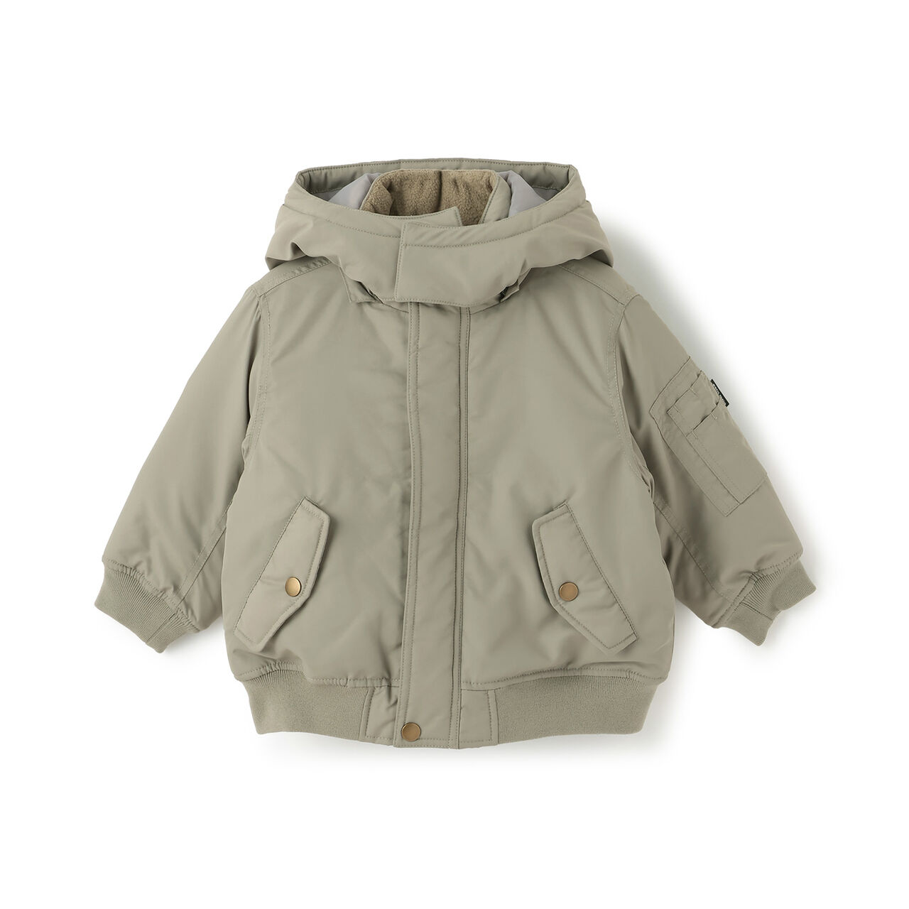 Washable MA1 Style Removable Hood Jacket,Khaki, large image number 10
