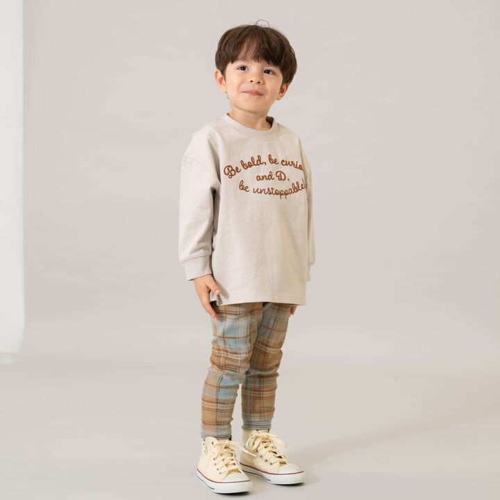 [USA Cotton] Chain Stitch Logo Wide Long Sleeve T-Shirt,Black, medium image number 4