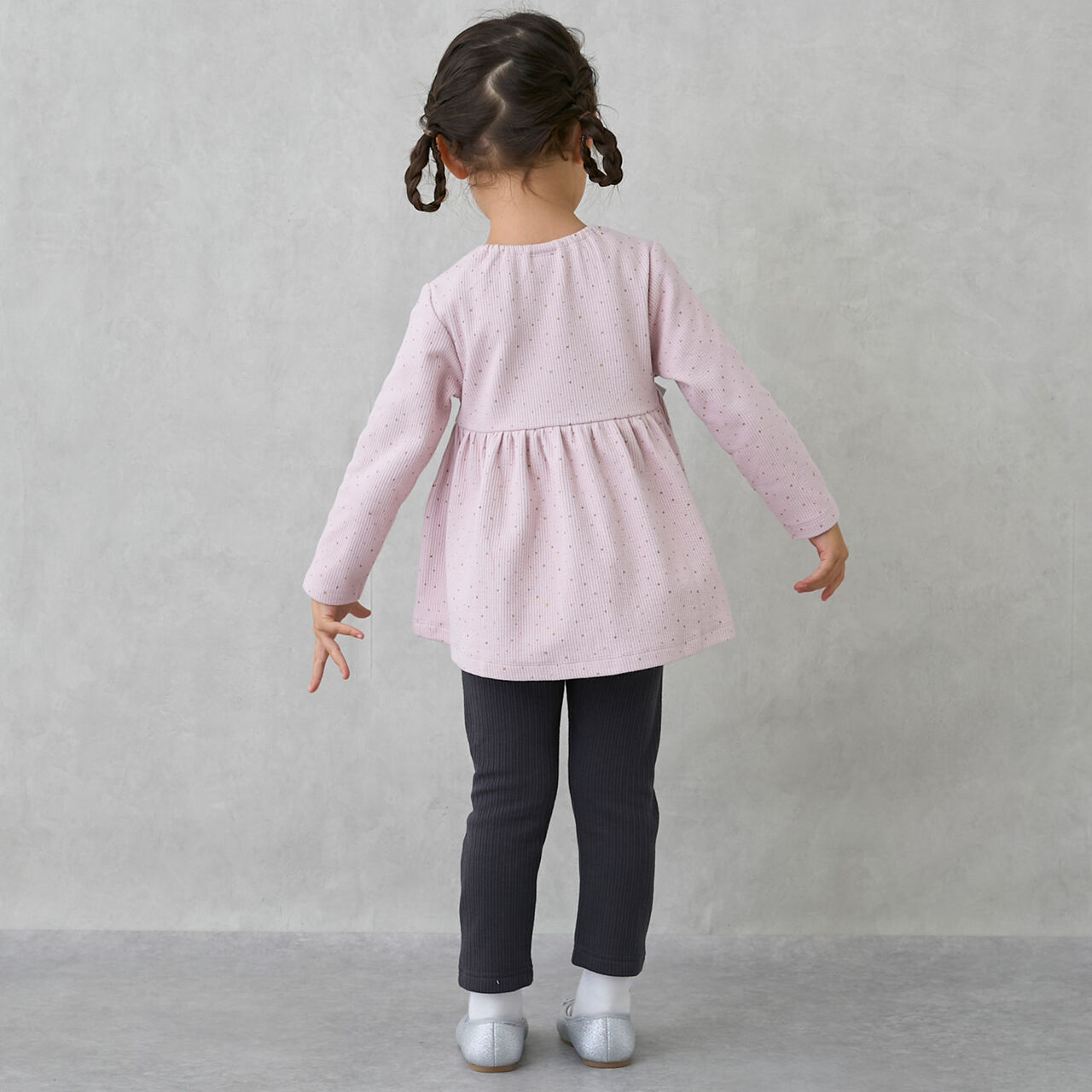 Wool Lined Back Frill Leggings,Blue, large image number 3