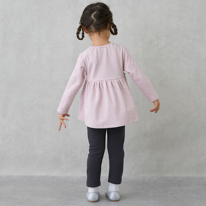 Wool Lined Back Frill Leggings,Blue, medium image number 3