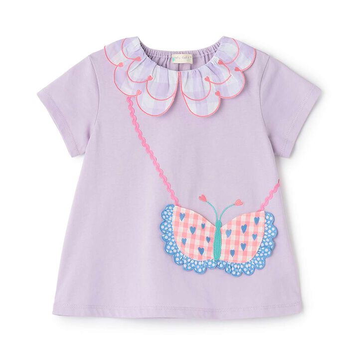 Butterfly Small Shoulder Bag T-Shirt,Lavender, medium image number 0